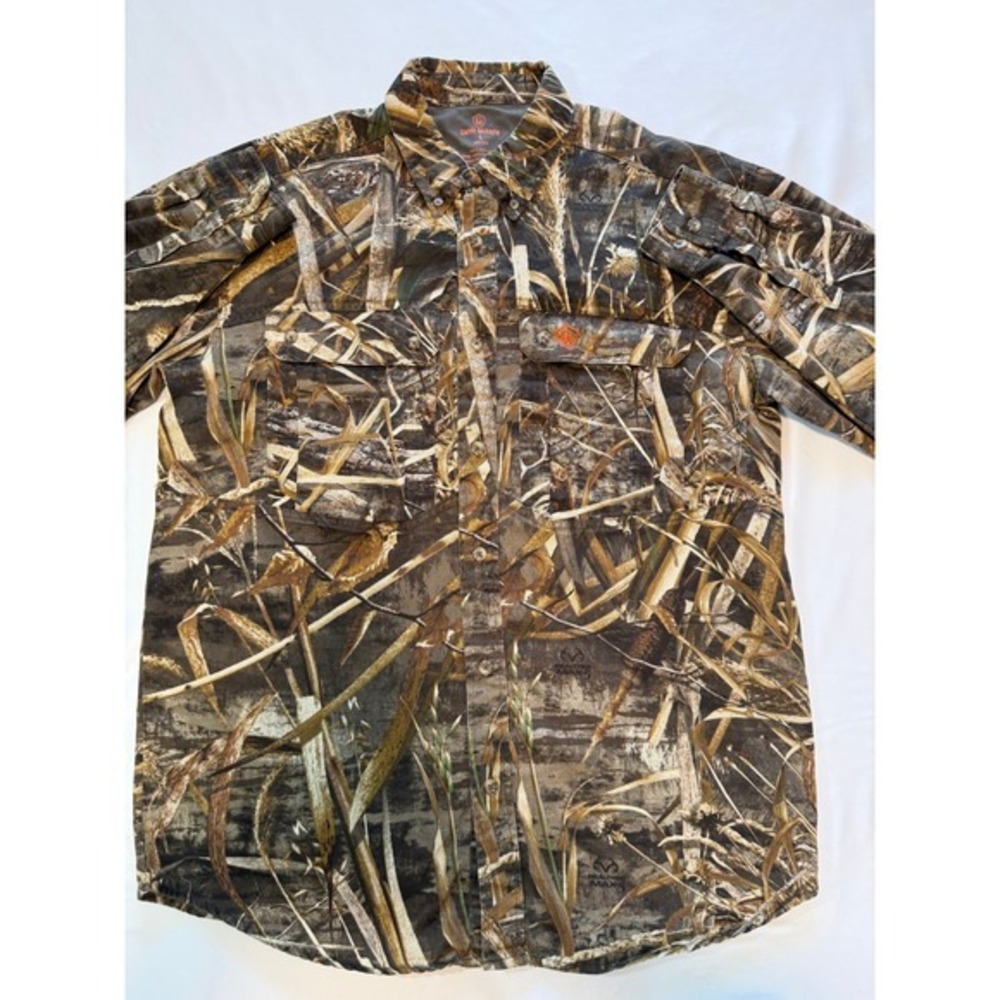 Game Winner Mens Realtree MAX-5 Camo Button Down Shirt Large Streetwear Cotton